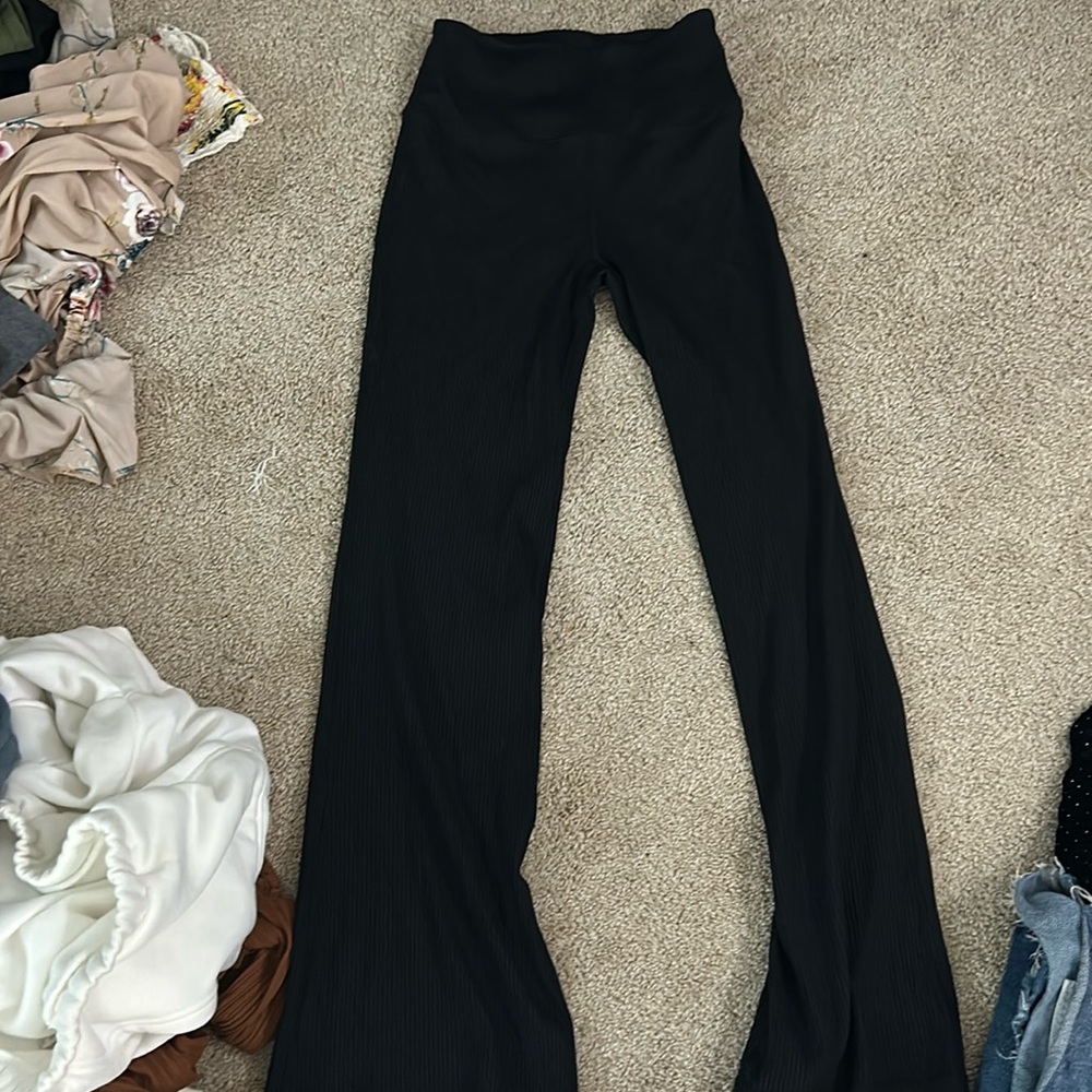 striped flare leggings